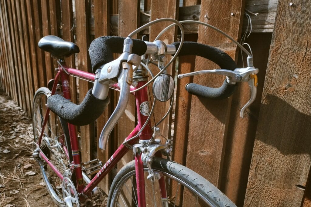 Handlebar view of a 1977 Schwinn Le Tour II.