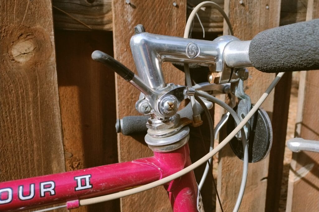Stem mounted shifters on a 1977 Schwinn Le Tour II.
